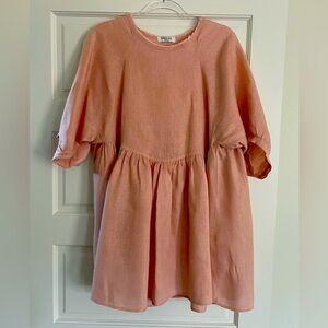 One size! Lanh Tropy Alcala Short Linen Dress